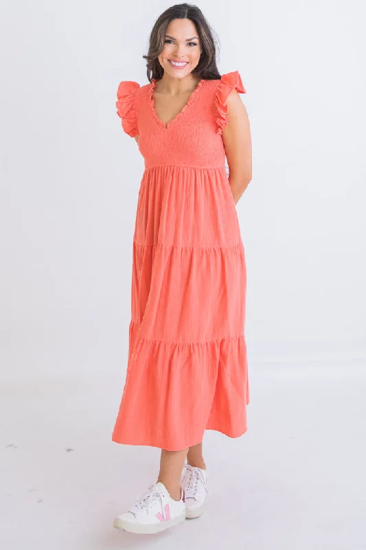 Gauze Vneck Maxi Dress Classic Solid Maxi Dress