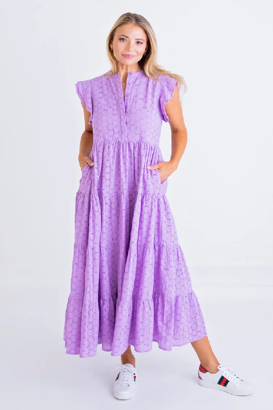 Lavender Eyelet Circle Tier Maxi Dress Cozy Longline Maxi Dress
