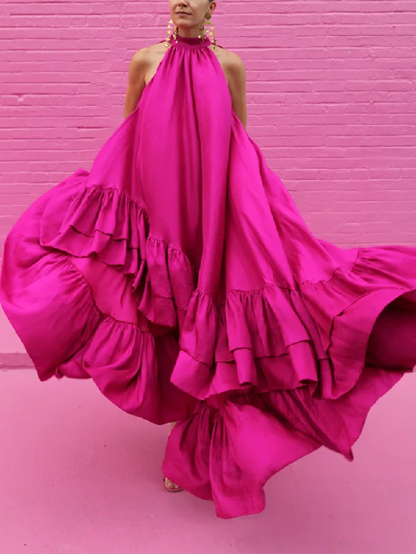 Lemongor Female Fashion Solid Color Stand Collar Falbala Mermaid Dress 2023 Summer Sleeveless Vacation Maxi Dresses For Women Comfortable Cotton Maxi Dress Lemongor Female Fashion Solid Color Stand Collar Falbala Mermaid Dress 2023 Summer Sleeveless Vacation Maxi Dresses For Women Comfortable Cotton Maxi Dress