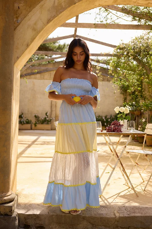 Lillis and Lemons Maxi Dress Blue Elegant Pleated Maxi Dress
