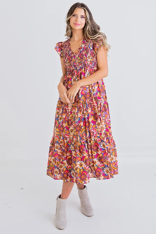 Multi Floral Smock Maxi Dress Classic Strapless Maxi Dress