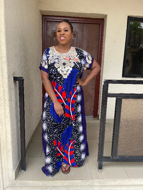 Eva Blue and White Maxi Dress Elegant Floral Maxi Dress