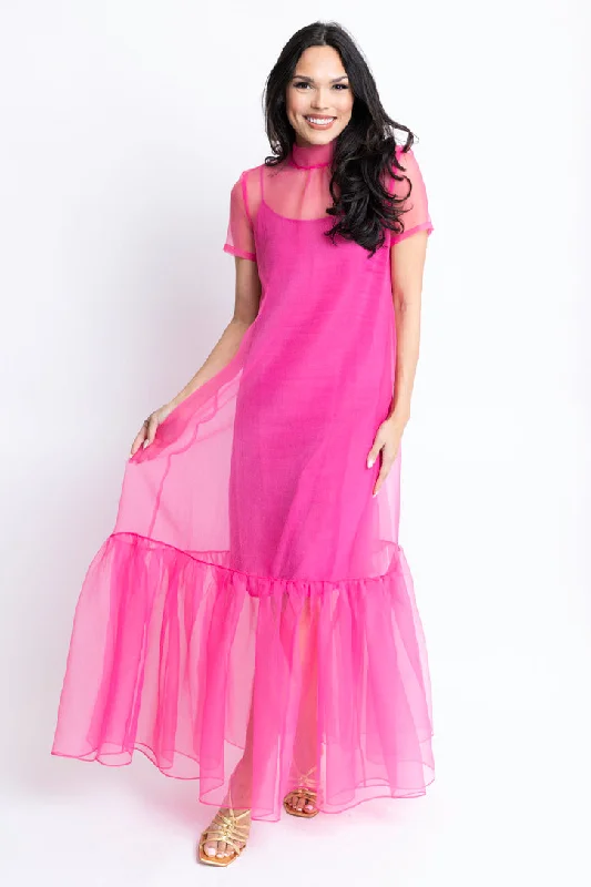 Organza Bow Maxi Dress Cozy Open-Back Maxi Dress