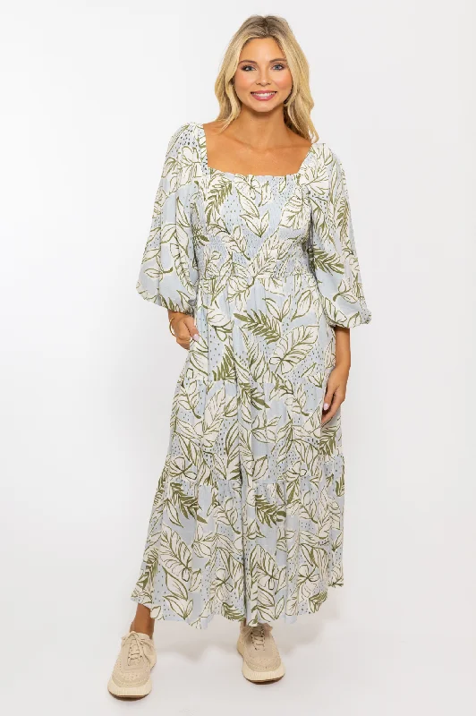 Palm Linen Knot Back Maxi Dress Trendy Maxi Dress with Straps