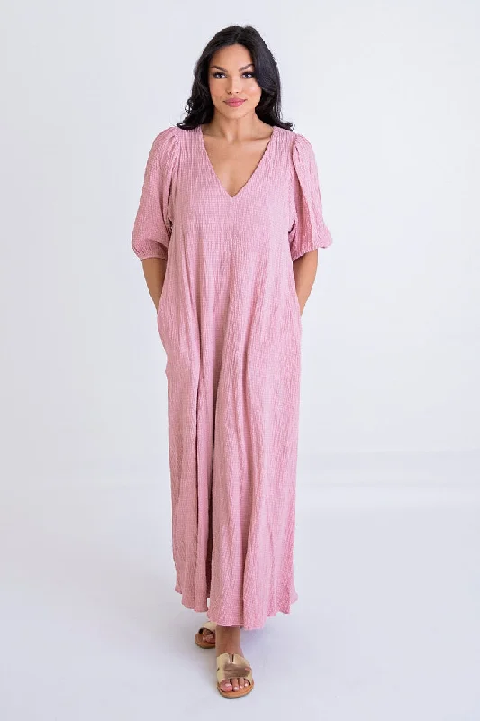 Pink Vneck Signature Maxi Dress Classic Tulle Maxi Dress