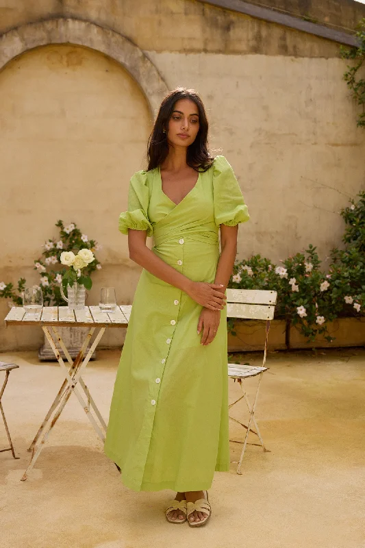 Remi Rounds Maxi Dress Green Elegant Maxi Dress with Ruffles