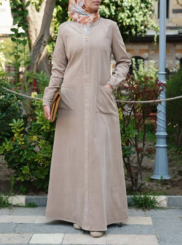 Sadiqah Corduroy Maxi Dress Trendy Floral Print Maxi Dress
