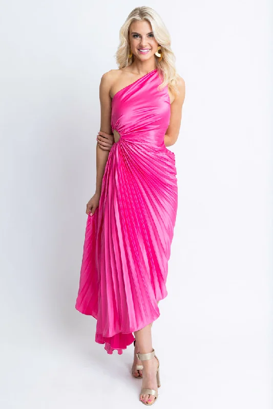 Satin One Shoulder Maxi Dress Elegant Boho Maxi Dress
