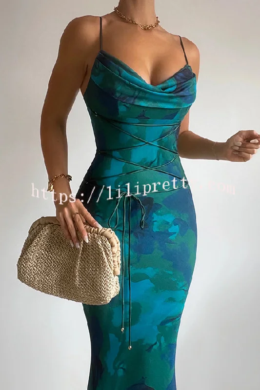 Lilipretty® Sexy Slim-fitting Lace-up Printed Suspender Maxi Dress Trendy Printed Maxi Dress Lilipretty® Sexy Slim-fitting Lace-up Printed Suspender Maxi Dress Trendy Printed Maxi Dress