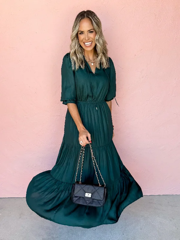 Love Found Tiered Maxi Dress-Astro Green Elegant Maxi Dress with Ruffles