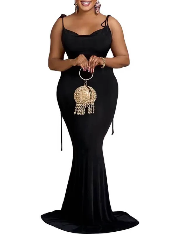 Spaghetti Straps Crew Neck Backless Maxi Dresses Fashionable High-Waist Maxi Dress