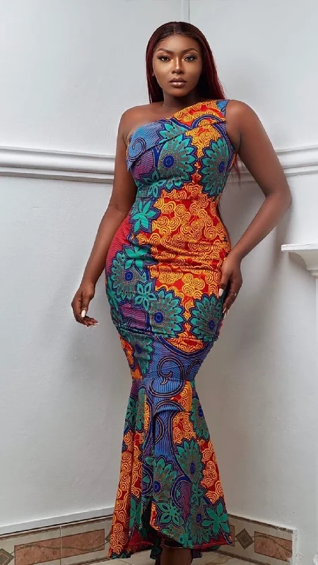 Thema African Print Maxi Dress Comfortable Fitted Maxi Dress