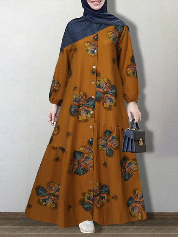 Vintage Floral Print Elastic Cuff Button Shirt Casual Women Maxi Dress Classic Tulle Maxi Dress Vintage Floral Print Elastic Cuff Button Shirt Casual Women Maxi Dress Classic Tulle Maxi Dress