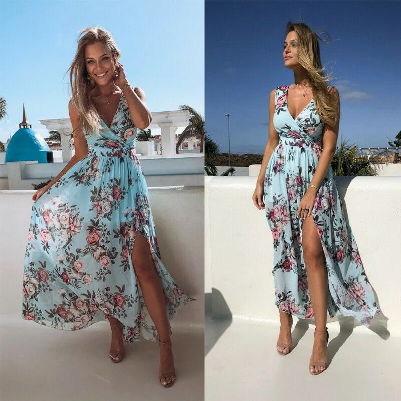 Women V-neck Floral Printed Dress Female Sexy Boho Holiday Vintage Long Maxi Dress Stylish Evening Party Split Dresses Vestidos Classic Tulle Maxi Dress Women V-neck Floral Printed Dress Female Sexy Boho Holiday Vintage Long Maxi Dress Stylish Evening Party Split Dresses Vestidos Classic Tulle Maxi Dress