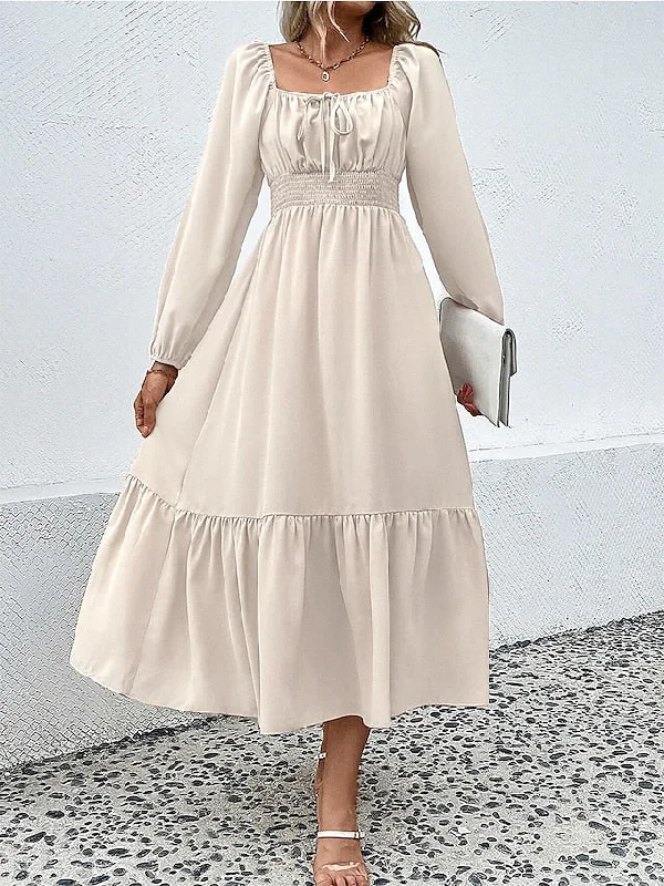 Women's Casual Dress Plain Dress Spring Dress Long Dress Maxi Dress Ruched Drawstring Street Daily Holiday Active Fashion Square Neck Long Sleeve 2023 Regular Fit Apricot Color S M L XL Size Chic Button-Up Maxi Dress Women's Casual Dress Plain Dress Spring Dress Long Dress Maxi Dress Ruched Drawstring Street Daily Holiday Active Fashion Square Neck Long Sleeve 2023 Regular Fit Apricot Color S M L XL Size Chic Button-Up Maxi Dress