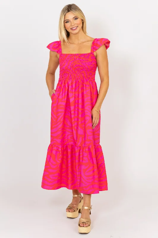 Zebra Smock Maxi Dress Cozy Longline Maxi Dress