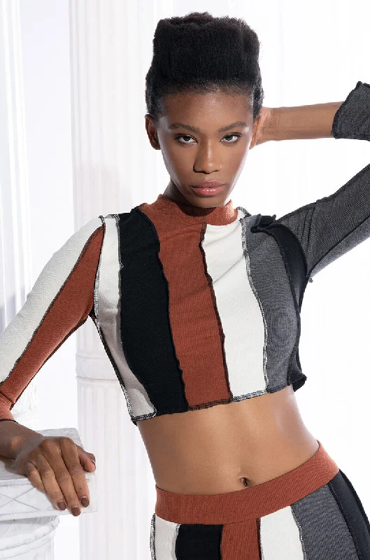 ALL DAY CONTRAST TRIM TURTLENECK TEE Oversized T-Shirt Spandex breathable