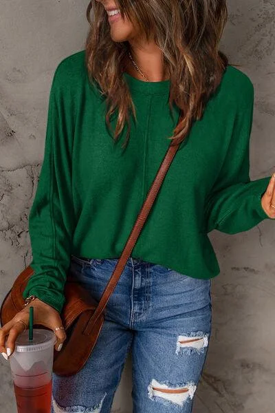 Full Size Long Sleeve T-Shirt in 8 Colors Solid Color Striped Floral