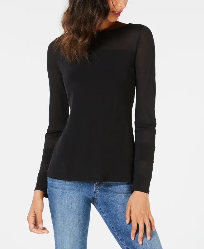 Long Sleeve Illusion Contrast T-Shirt Nylon Fabric Polyester Fabric Spandex Fabric