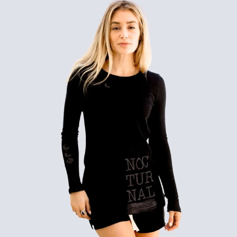 Sleepaholik Nocturnal Natural Cotton Long Sleeve Tee Made in USA Cashmere Blend Cotton Blend Poly Blend Sleepaholik Nocturnal Natural Cotton Long Sleeve Tee Made in USA Cashmere Blend Cotton Blend Poly Blend