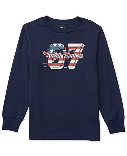 Ralph Lauren Boysss Graphic Print long sleeve T-Shirt Real Fur Shearling Chenille