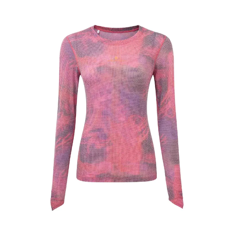 Ronhill | Women's Tech Golden Hour L/S Tee - Salsa Illuminations Ribbed T-Shirt High Neck Heavyweight