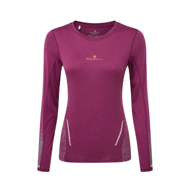 Ronhill | Women's Tech Reflect L/S Tee - Blackcurrant/Reflect Layered Multi-layer Single Layer