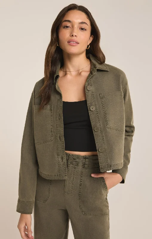 All Day Cropped Washed Jacket Elasticated Jacket Padded Jacket Insulated Jacket
