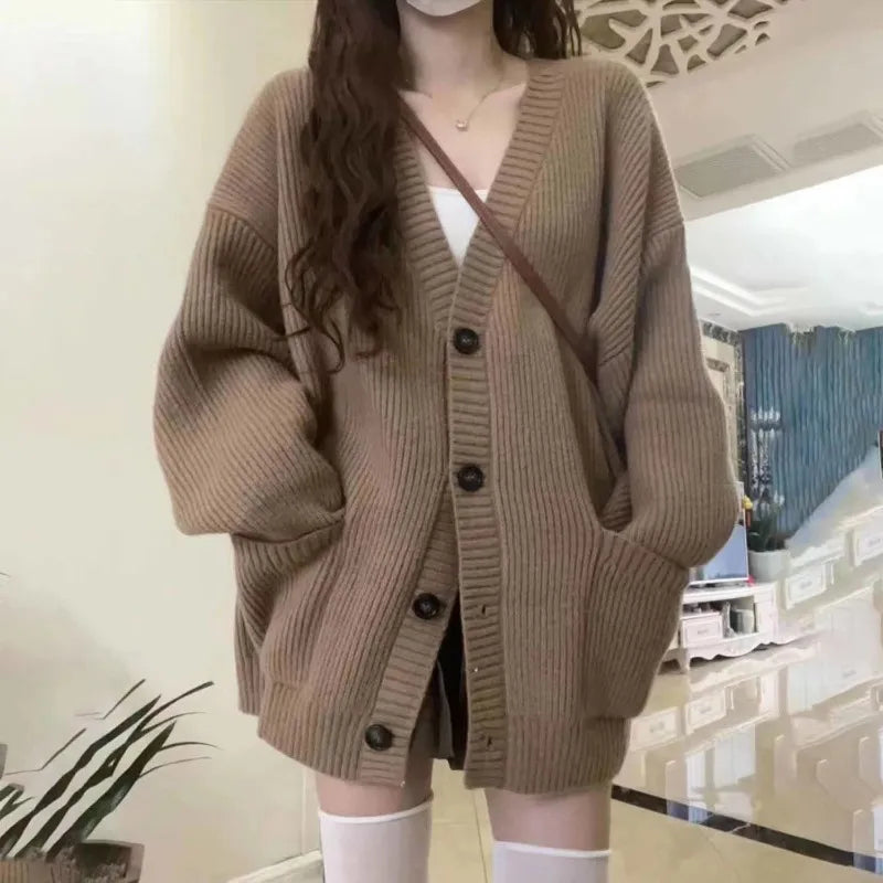 Getadme-Autumn Winter Women Cardigan Sweater Coats Fashion Female Long Sleeve V-neck Loose Knitted Jackets Casual Sweater Cardigans Chenille Jacket Brocade Jacket Lace Jacket Getadme-Autumn Winter Women Cardigan Sweater Coats Fashion Female Long Sleeve V-neck Loose Knitted Jackets Casual Sweater Cardigans Chenille Jacket Brocade Jacket Lace Jacket