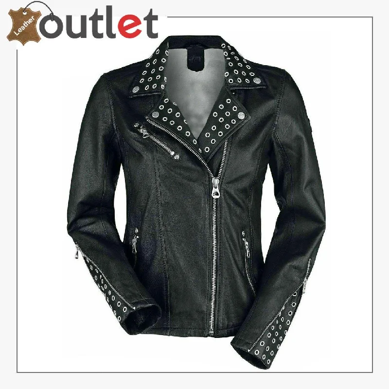 Black Classic Rounded Silver Studded Zip Leather Jacket Faux Fur Fabric Real Fur Fabric Shearling Fabric Black Classic Rounded Silver Studded Zip Leather Jacket Faux Fur Fabric Real Fur Fabric Shearling Fabric