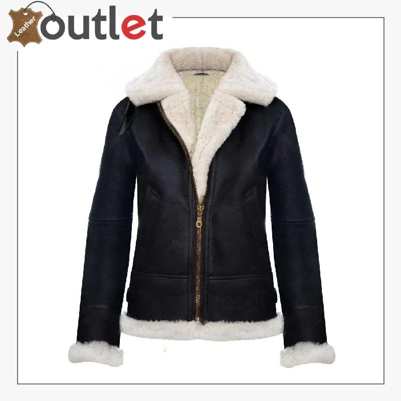 Brown Cream RAF Aviator B3 Womens Hooded Sheepskin Leather Jacket Notch Collar Jacket Peter Pan Collar Jacket Cowl Neck Jacket Brown Cream RAF Aviator B3 Womens Hooded Sheepskin Leather Jacket Notch Collar Jacket Peter Pan Collar Jacket Cowl Neck Jacket