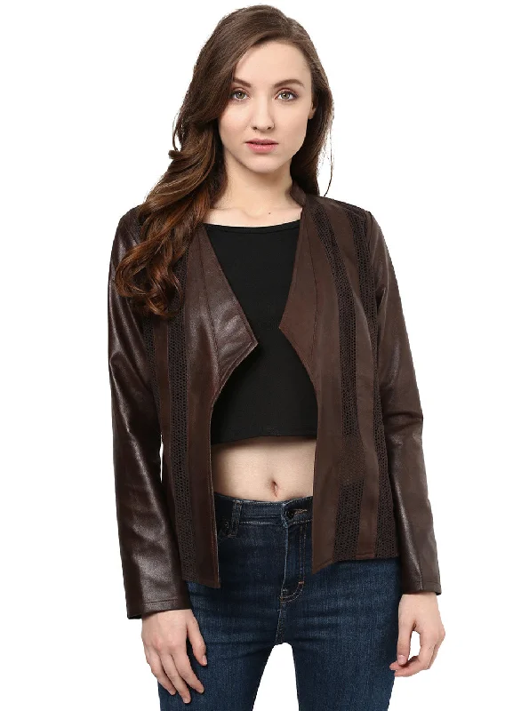 Brown Solid Jacket Satin Fabric Silk Fabric Chiffon Fabric
