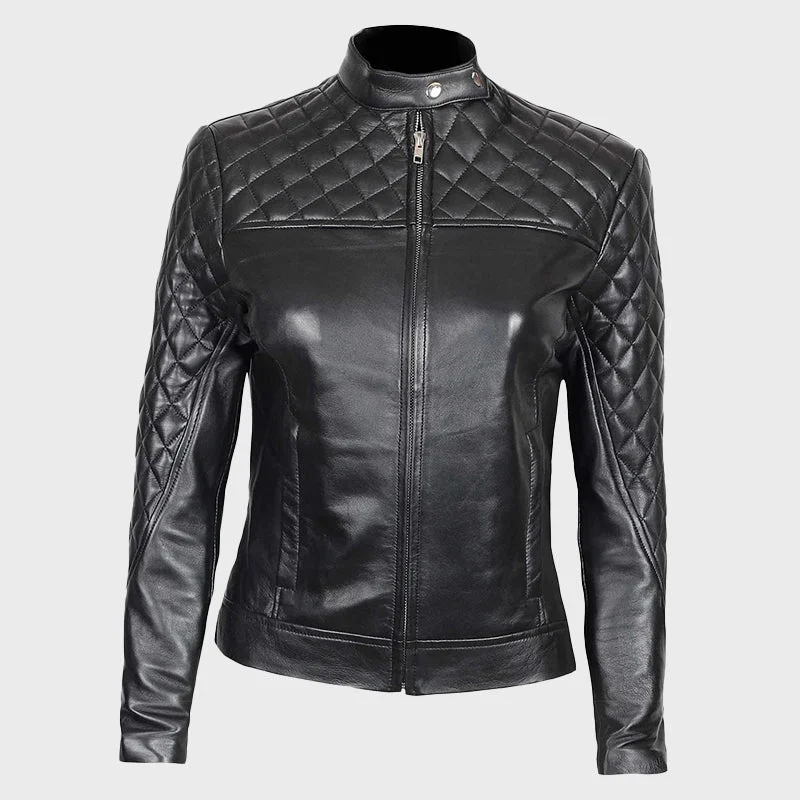 Ellen Slim Fit Quilted Women's Leather Jacket Print Jacket Jacquard Jacket Embroidered Jacket Ellen Slim Fit Quilted Women's Leather Jacket Print Jacket Jacquard Jacket Embroidered Jacket