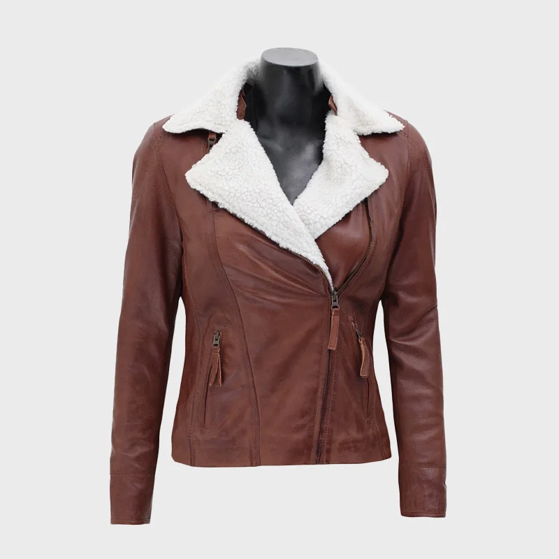 Gela Waxed Brown Leather Jacket with White Fur Collar Denim Jacket Leather Jacket Suede Jacket Gela Waxed Brown Leather Jacket with White Fur Collar Denim Jacket Leather Jacket Suede Jacket