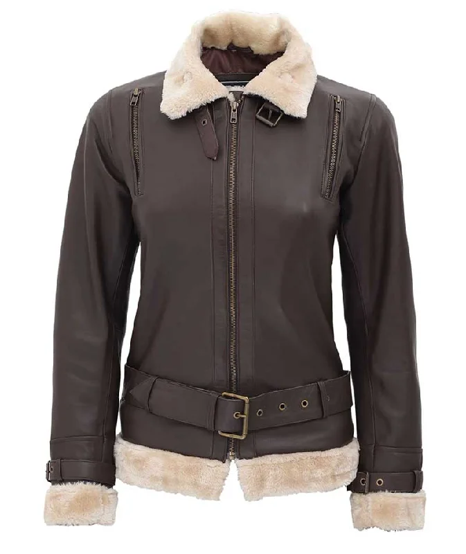 Gertrude Women's Brown Leather Jacket with Fur Collar Cotton Jacket Linen Jacket Terry Jacket Gertrude Women's Brown Leather Jacket with Fur Collar Cotton Jacket Linen Jacket Terry Jacket