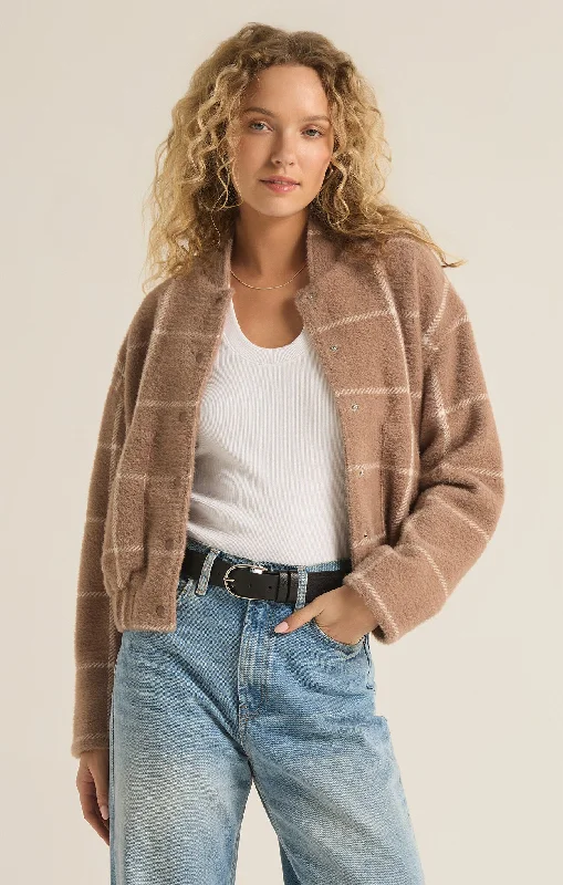 Lex Plaid Bomber Jacket Appliqued Jacket Beaded Jacket Sequined Jacket