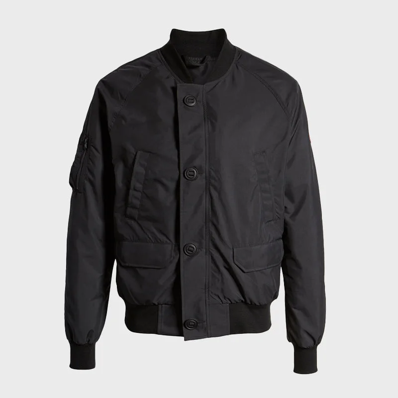 Men's Black Windbreaker Bomber Jacket Hoodie Zip-Up Jacket Button-Up Jacket