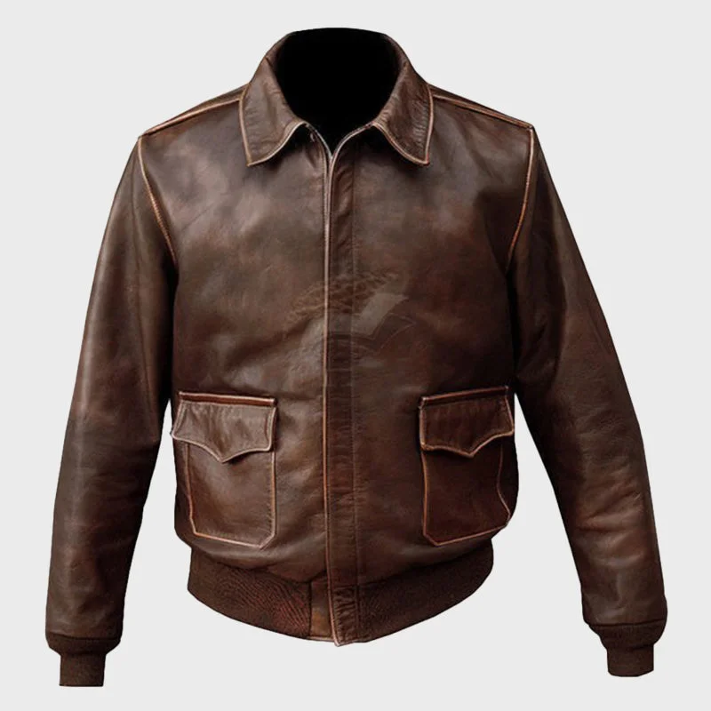 Men's Distressed Brown Vintage Aviator Leather Jacket Collared Jacket Crew Neck Jacket Turtle Neck Jacket Men's Distressed Brown Vintage Aviator Leather Jacket Collared Jacket Crew Neck Jacket Turtle Neck Jacket