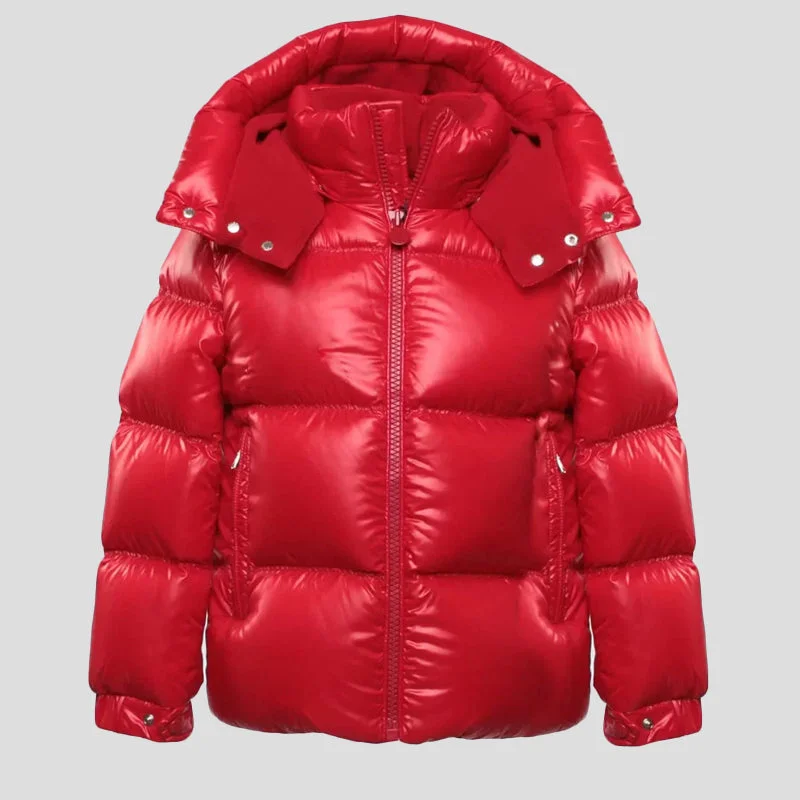 Men's Red Puffer Down Jacket Fitted Jacket Loose Jacket Oversized Jacket