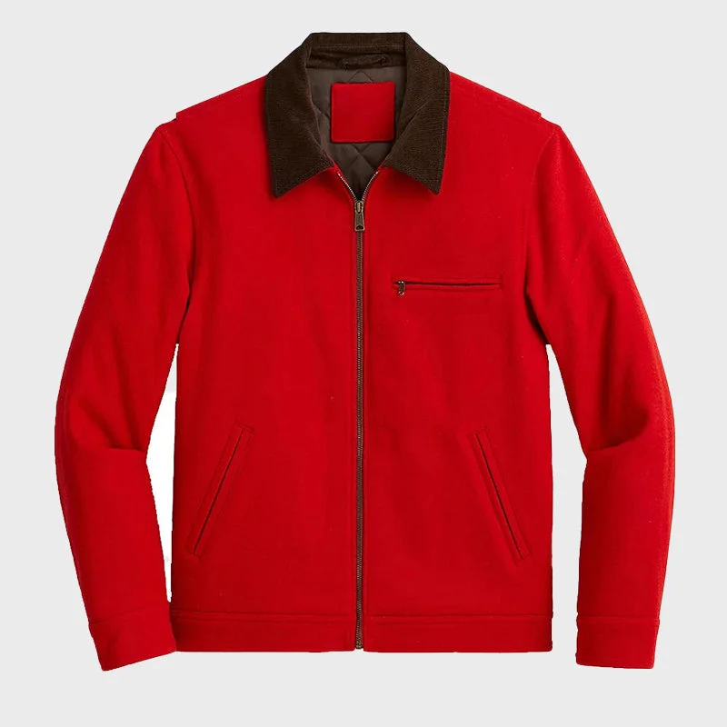 Men's Red Wool Jacket Jersey Jacket Tulle Jacket Batik Jacket