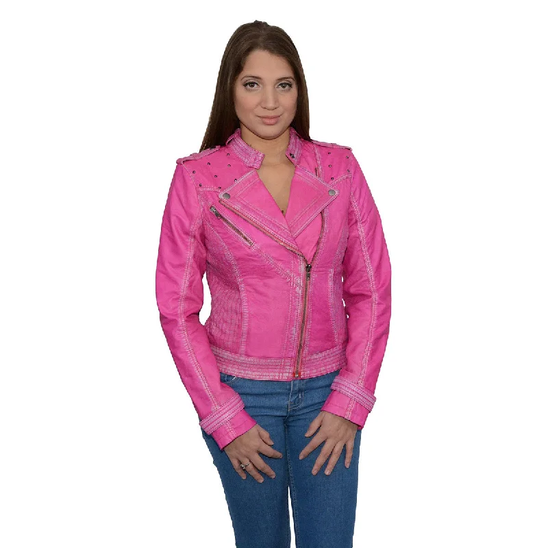 Milwaukee Leather Women's Maiden Pink Premium Sheepskin Motorcycle Fashion Leather Jacket with Studs SFL2840 Nylon Fabric Polyester Fabric Spandex Fabric Milwaukee Leather Women's Maiden Pink Premium Sheepskin Motorcycle Fashion Leather Jacket with Studs SFL2840 Nylon Fabric Polyester Fabric Spandex Fabric