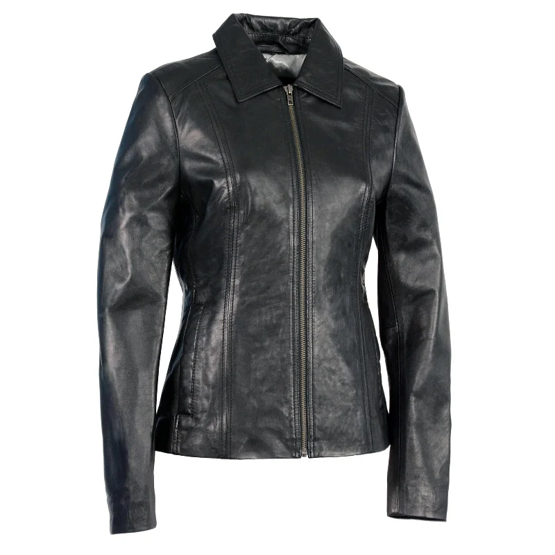 Milwaukee Leather SFL2850 Women's Classic Black Zippered Motorcycle Style Fashion Leather Jacket with Shirt Style Collar Tailored Jacket Straight Jacket A-Line Jacket Milwaukee Leather SFL2850 Women's Classic Black Zippered Motorcycle Style Fashion Leather Jacket with Shirt Style Collar Tailored Jacket Straight Jacket A-Line Jacket
