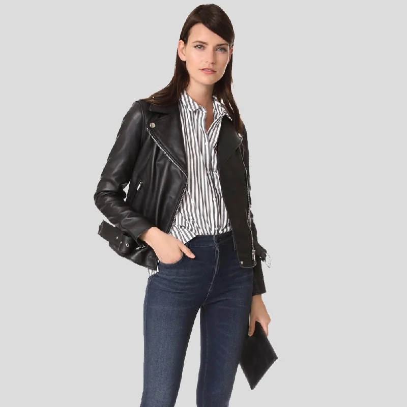 Sandra Black Biker Leather Jacket Denim Jacket Leather Jacket Suede Jacket