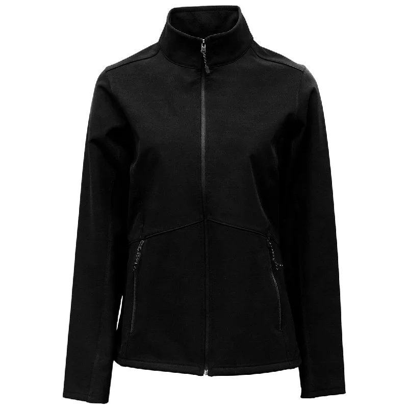 BAW Women's Black Softshell Jacket Knit Fabric Woven Fabric Fleece Fabric