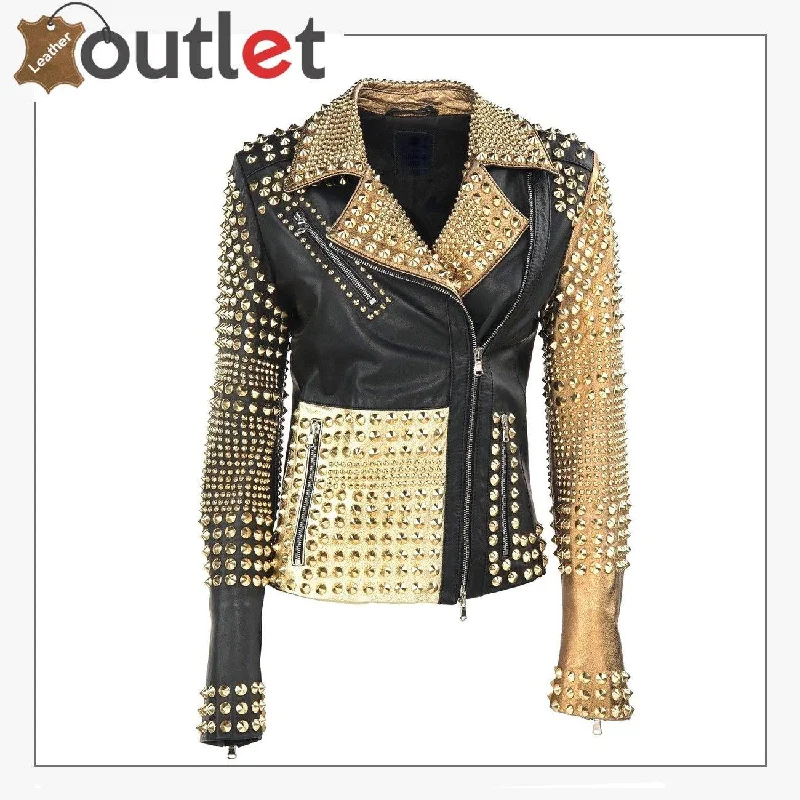 Stylish Golden Studded Black Brando Leather Jacket Faux Fur Jacket Real Fur Jacket Shearling Jacket Stylish Golden Studded Black Brando Leather Jacket Faux Fur Jacket Real Fur Jacket Shearling Jacket
