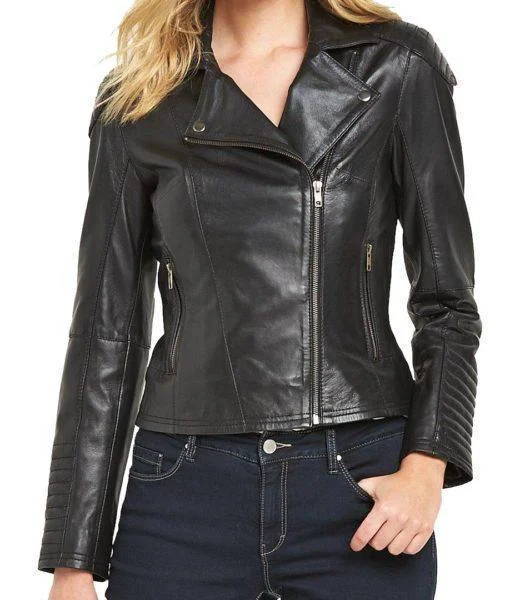 Super Venson Women Biker Leather Jackets One-Shoulder Jacket Off-the-Shoulder Jacket Asymmetrical Jacket Super Venson Women Biker Leather Jackets One-Shoulder Jacket Off-the-Shoulder Jacket Asymmetrical Jacket
