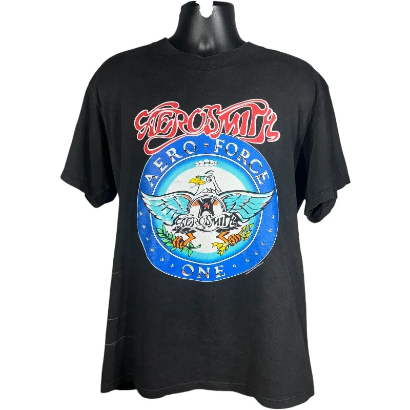 Vintage Aerosmith "Aero Force One" Tour Tee Real Fur Shearling Chenille