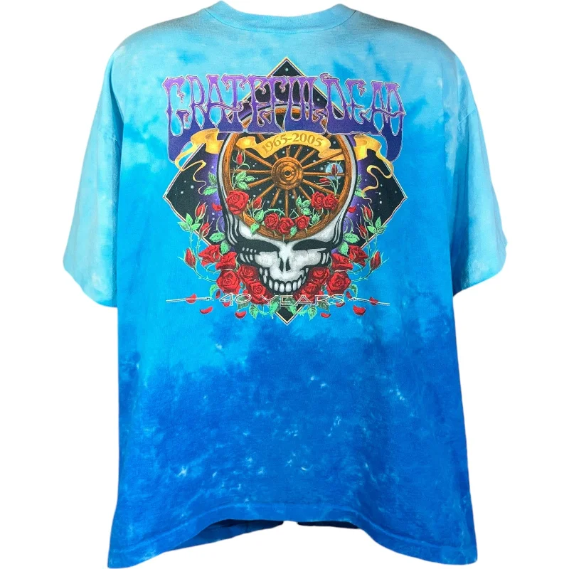 Vintage Liquid Blue Grateful Dead 40 Years Dip-Dyed Band Tee Terry Blend Velvet Blend Canvas Blend