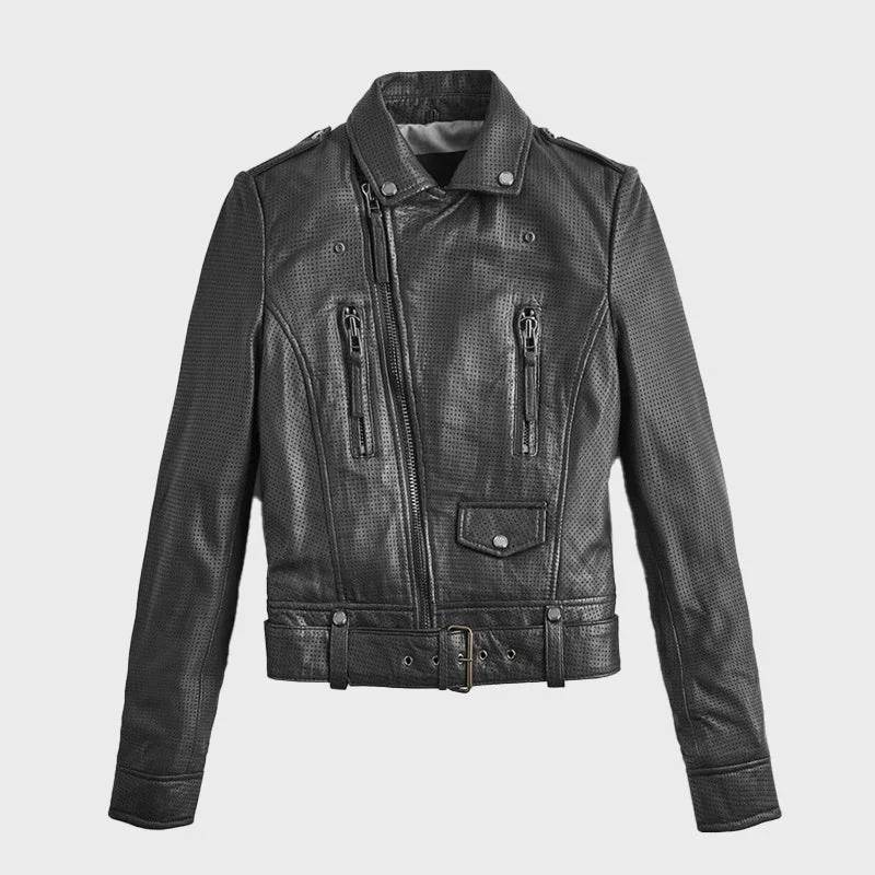 Women's Classic Black Sheepskin Biker Leather Jacket Notch Collar Peter Pan Collar Cowl Neck Women's Classic Black Sheepskin Biker Leather Jacket Notch Collar Peter Pan Collar Cowl Neck