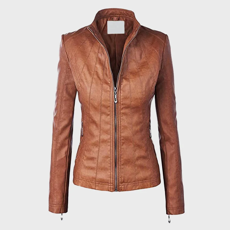 Women's Faux Leather Moto Biker Jacket Denim Fabric Leather Fabric Suede Fabric